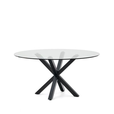 Kave Home Ronde Eettafel 'Argo' Glas, 150cm, kleur Zwart