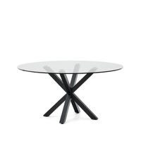 Kave Home Ronde Eettafel 'Argo' Glas, 150cm, kleur Zwart