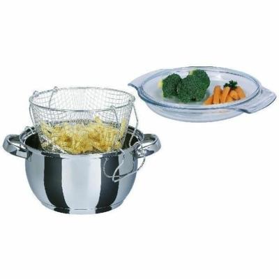 Koekenpan met mandje GSW Roestvrij staal Ø 22 cm Zilverkleurig