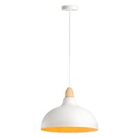 Leen Bakker - Hanglamp Canyon - Ø35,5x80 Cm - Hout/IJzer - Wit - 35.5x35.5x80 Cm