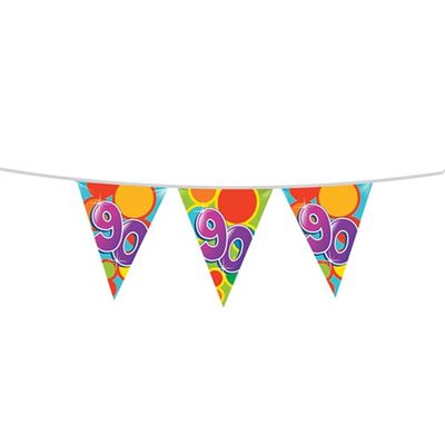 Leeftijd verjaardag thema vlaggetjes 90 jaar plastic 10 meter