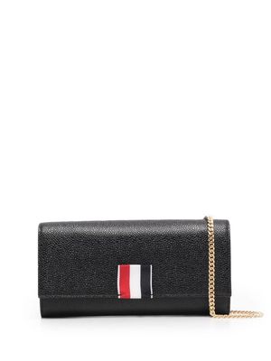 Thom Browne sac porté épaule en cuir à patch logo - Noir