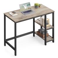 Bureau met 2 planken industrieel design, Grijs + Zwart / 100 x 50 cm