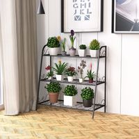 3-Lagen Metalen Plantenstandaard Binnen Buiten Plant Plank Multifunctionele Bloem Rek en Display Plank - thumbnail