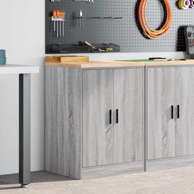Garagekast 60x51x85 cm massief grenenhout grijs sonoma