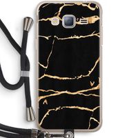 Gouden marmer: Samsung Galaxy J3 (2016) Transparant Hoesje met koord