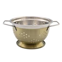 Keuken vergiet / zeef - metaal - goud - 21 x 13 cm - Kookgerei - Zeven - RVS