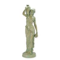 A BRONZE FOUNTAIN OF A LADY HOLDING A JAR