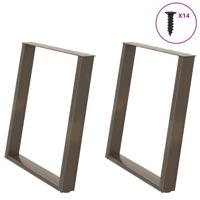 Eettafelpoten 2 st U-vormig 70x(72-73) cm staal naturel