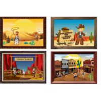 Vier decoratie posters Western thema