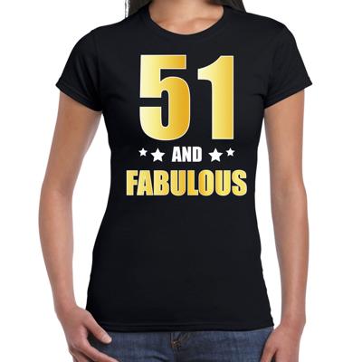 51 jaar and fabulous tekst - verjaardag cadeau t-shirt - zwart - voor dames