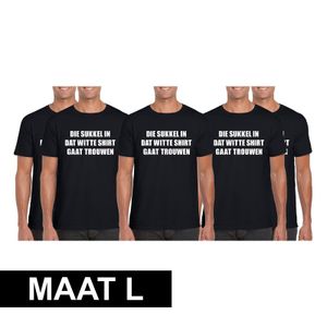 5x Vrijgezellenfeest Die sukkel gaat trouwen shirt heren Maat L