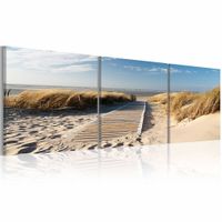 Schilderij - Uitzicht op Noordzee in drie delen , 120x40cm - thumbnail