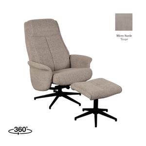 LABEL51 Fauteuil Bergen - Taupe - Micro Suede - Incl. Hocker