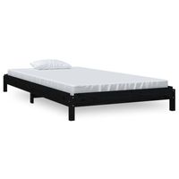 vidaXL Bed stapelbaar 90x200 cm massief grenenhout zwart - thumbnail