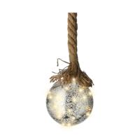 Verlichte kerstbal - glas - aan touw - D14 cm - zilver - 30 led lampjes - warm wit Verlichte kerstbal - glas - aan touw - D14 cm - zilver - 30 led lampjes - warm wit