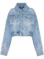 Balmain veste crop en jean à poches multiples - Bleu