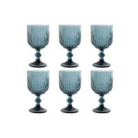 Set van bekers Home ESPRIT Blauw Kristal 8,8 x 8,8 x 16,3 cm (6 Stuks)