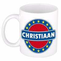 Christiaan voornaam koffiemok - beker - wit/blauw - 300 ml - Cadeau - Heren - Collega - Vaderdag