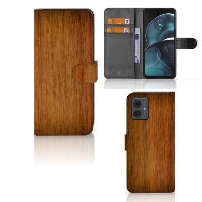 Motorola Moto G14 | Book Style Case | Donker Hout