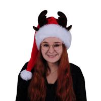 Sandy Kerstmuts - rendier thema - rood/wit - volwassenen - pluche Sandy Kerstmuts - rendier thema - rood/wit - volwassenen - pluche