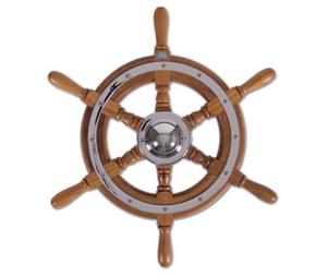 Stazo Stuurwiel 01 Teak/chroom 35 Cm 35 Cm