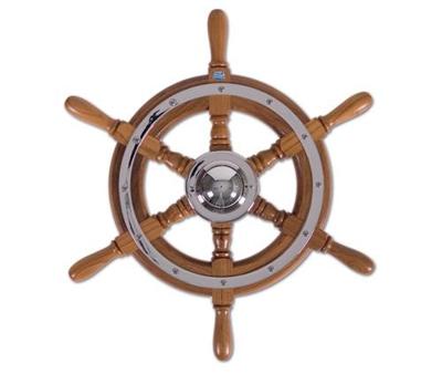 Stazo Stuurwiel 01 Teak/chroom 35 Cm 35 Cm