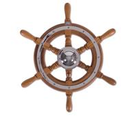 Stazo Stuurwiel 01 Teak/chroom 35 Cm 35 Cm