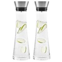 Karaf/schenkkan - Set van 2x stuks - 1 liter - glas - RVS filter - sapkan - waterkan - waterkaraf