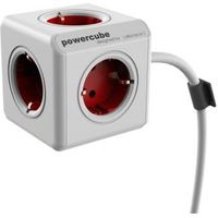 Allocacoc BN3046 PowerCube stekkerdoos 5 sockets m incl. 3 m kabel rood/wit - thumbnail