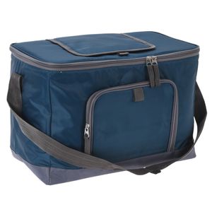 Strand/camping koeltas - schoudertas model - 2 vakken - blauw - L40 x B23 x H28 cm