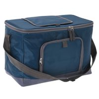 Strand/camping koeltas - schoudertas model - 2 vakken - blauw - L40 x B23 x H28 cm