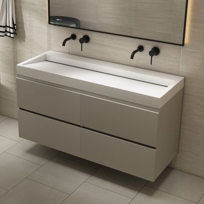 Fontana Elena badkamermeubel 120cm grijs met solid surface wastafel zonder kraangat