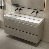 Fontana Elena badkamermeubel 120cm grijs met solid surface wastafel zonder kraangat - thumbnail