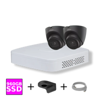 Dahua Camera Set met 2x 4MP Zwarte WizSense Camera's - 960GB SSD - 4-kanaals Recorder