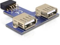 DeLOCK 9-pin 2.54 mm/2 x USB 2.0 1 x 9-pin 2.54 mm 2 x USB 2.0-A Zwart, Blauw, Zilver - thumbnail