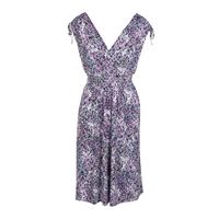 Cassis A-lijn jurk met all over print en plooien paars - thumbnail
