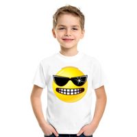 Emoticon t-shirt stoer wit kinderen Emoticon t-shirt stoer wit kinderen