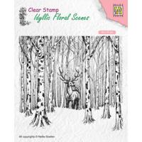 Nellie's Choice • idyllic floral scenes clear stempel deer in forrest 95x126mm