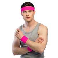 Zweetbandjes set van 3 stuks - Neon Roze - Hoofdband en polsbandjes - Eighties - UV light Zweetbandjes set van 3 stuks - Neon Roze - Hoofdband en polsbandjes - Eighties - UV light