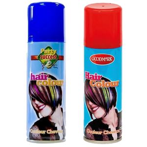 Supporters of Carnaval verkleed haarverf/haarspray set blauw/rood 125 ml