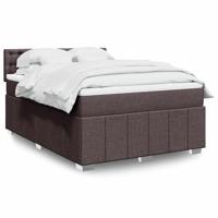 Boxspring met matras stof donkerbruin 140x190 cm