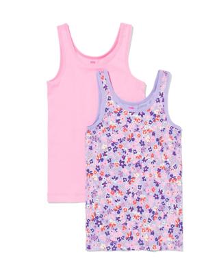HEMA Kinderhemden stretch katoen bloemen - 2 stuks roze (roze)