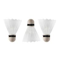 Set van 3x stuks badminton shuttles met veertjes - wit - 9 x 6 cm - Sportartikelen - thumbnail