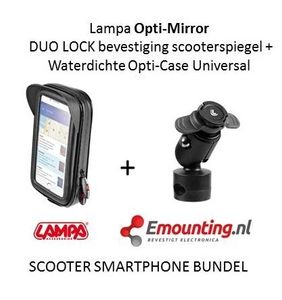 Lampa Opti-Mirror scooterspiegel mount met waterdichte smartphone case