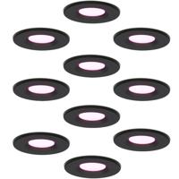 Set van 10 Venezia smart inbouwspots - IP65 waterdicht - 6 Watt 450 lumen - Wifi + Bluetooth - RGBWW - Google Home, Amazon Alexa en Siri - Zwart - Voor binnen, buiten en badkamer