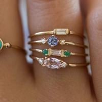 4 stuks vrouwen Vintage Bohemian Crystal Zirkoon ring set Ringmaat: 8