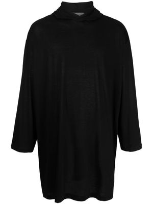 Yohji Yamamoto t-shirt mi-long à capuche - Noir
