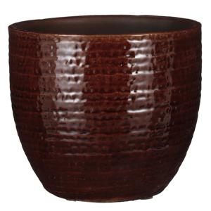 Mica Decorations Plantenpot - terracotta - kastanje bruin - D16/H14cm   -