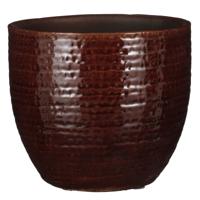 Mica Decorations Plantenpot - terracotta - kastanje bruin - D16/H14cm   -